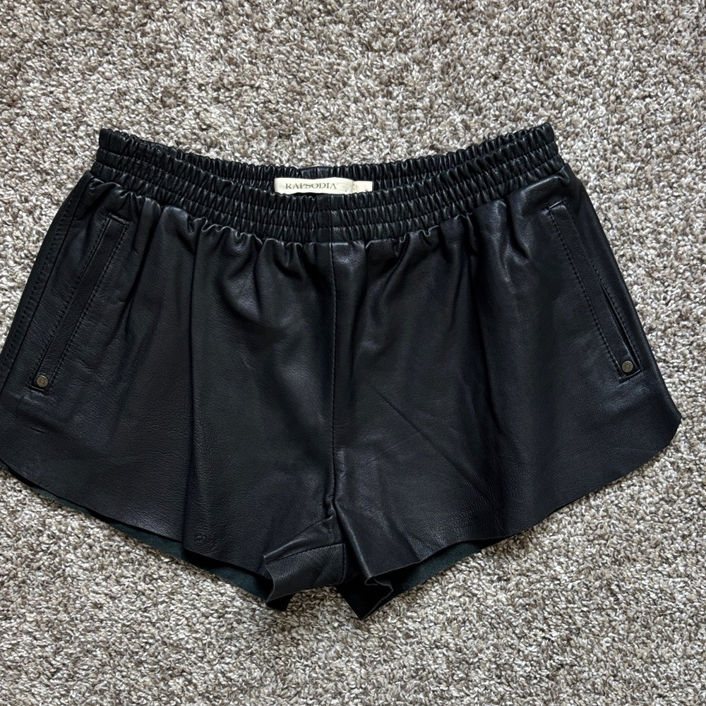 KARLIE Black Faux Leather Athletic Shorts